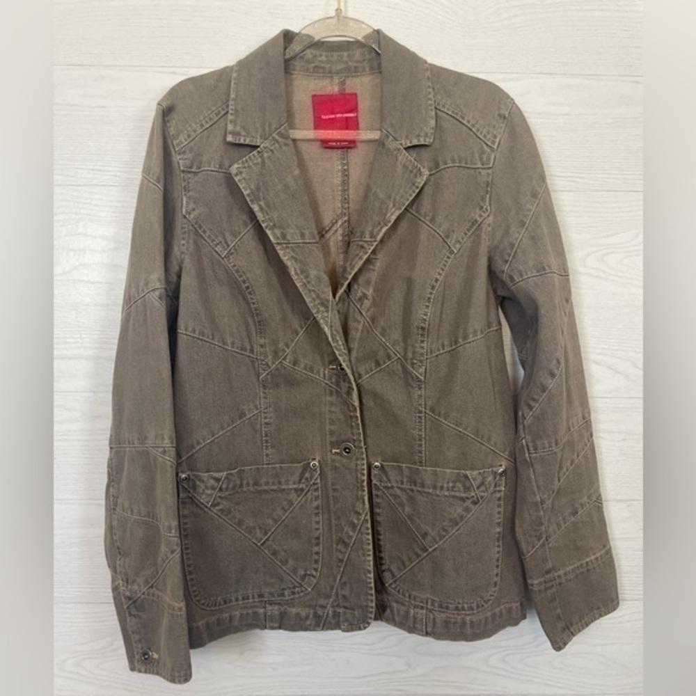 Gloria  Vanderbilt Retro Gray Seemed Button Pocket  Jacket Size Small
